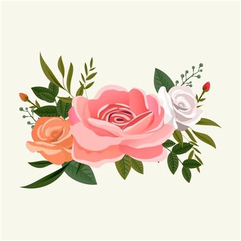 Arreglo de ramo de flores rosas vector g... | Free Vector #Freepik # ...