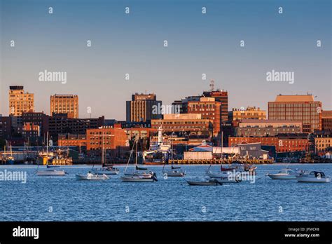 USA, Maine, Portland, skyline from South Portland, dawn Stock Photo - Alamy