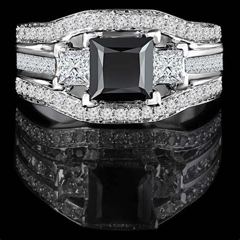 Black Diamond Princess Cut Ring | Bijoux Majesty