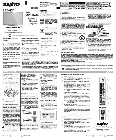 Sanyo Owners Manual Sample - PDFSimpli