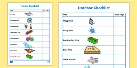 Editable EYFS Tidy-Up Checklist (teacher made)