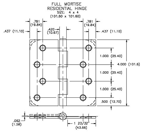 Hager RC1842 4" x 4" 5/8" Radius Satin Nickel Non Removable Pin Hinge, RC1842 4x4 15 NRP