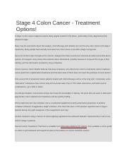 Stage 4 Colon Cancer - Treatment Options.docx - Stage 4 Colon Cancer - Treatment Options! A ...