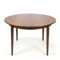 Vintage Danish round extendable dining table in teak