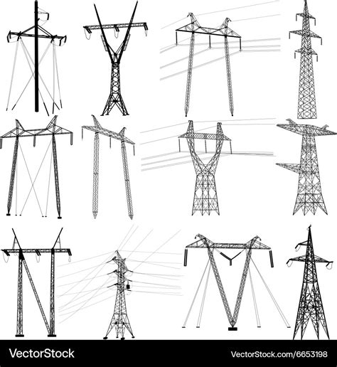 Set electricity transmission power lines Vector Image