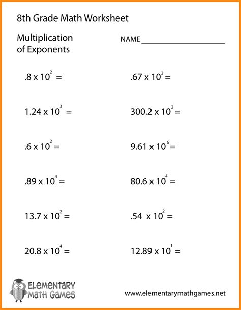 8th Grade Algebra Worksheets