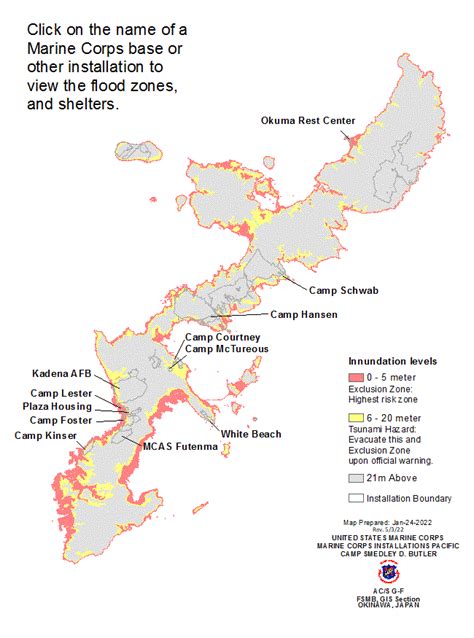 Okinawa Tsunami Flood Zones And Shelters C78