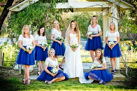 White and Royal Blue Bridesmaid Outfits