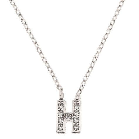 Silver Studded H Initial Necklace | Claire's US