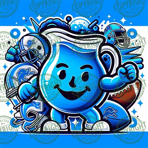 Blue Kool-aid Pitcher & Detroit Lions Inspired Digital Art Vibrant ...