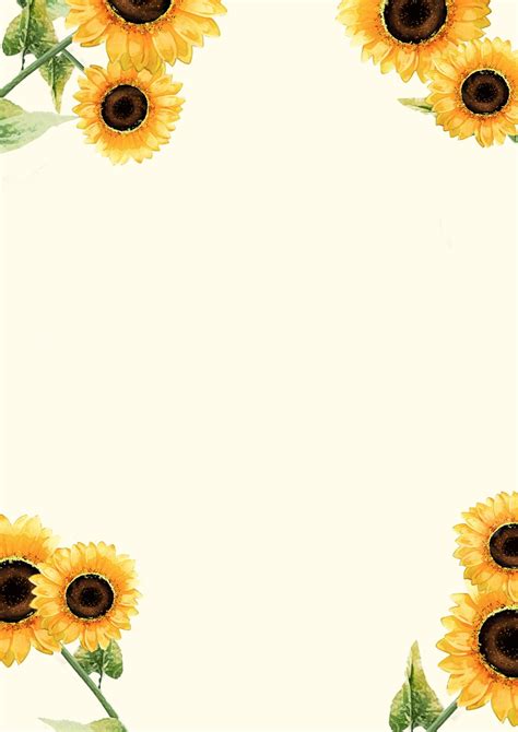 Minimalist Sunflower Wallpaper Page Border Background Word Template And Google Docs For Free ...