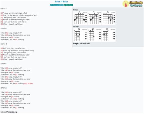 Chord: Take it Easy - Gotthard - tab, song lyric, sheet, guitar, ukulele | chords.vip