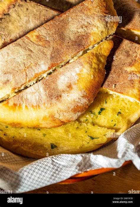 Bolo do Caco traditional Madeira Island bread with garlic butter Stock ...