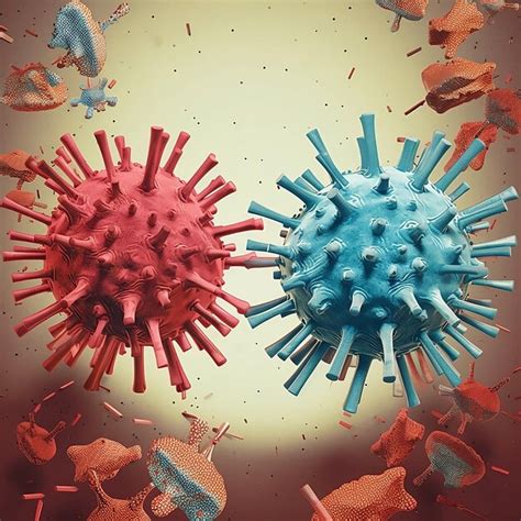 Premium AI Image | A poster with two red and blue coronaviruses on it.