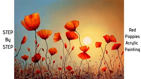 Red Poppies STEP by STEP Acrylic Painting (ColorByFeliks) - YouTube