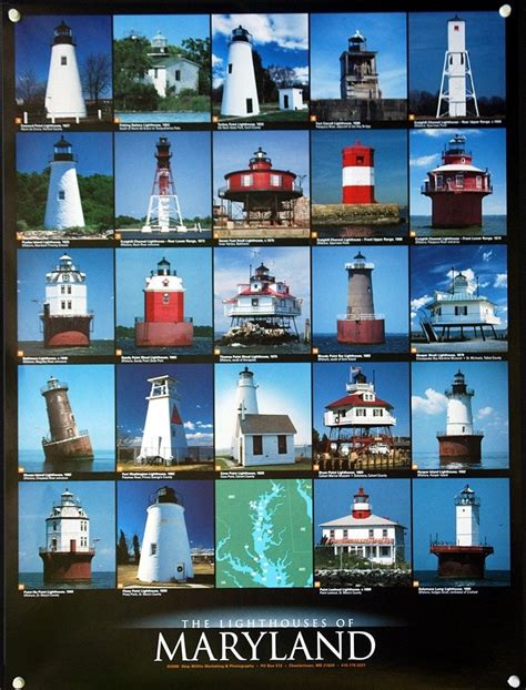 The Lighthouses of Maryland poster measures 18x24