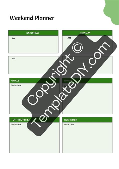 Weekend Planner Template Printable in PDF & Word