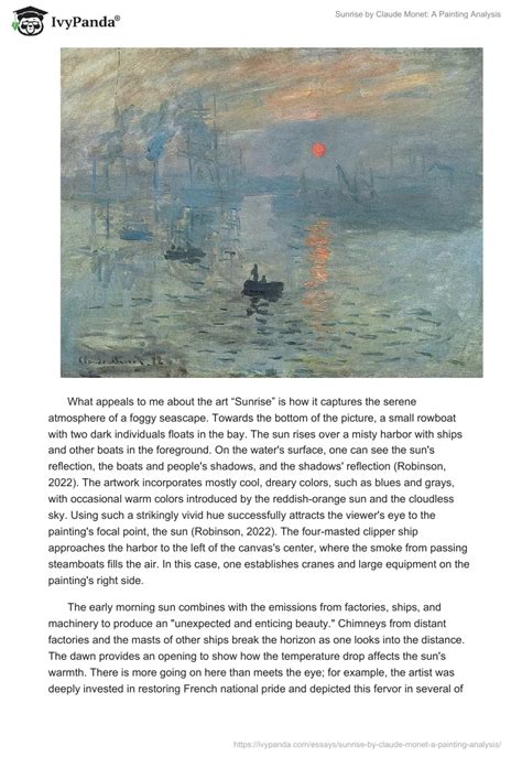 Sunrise by Claude Monet: A Painting Analysis - 314 Words | Critical ...