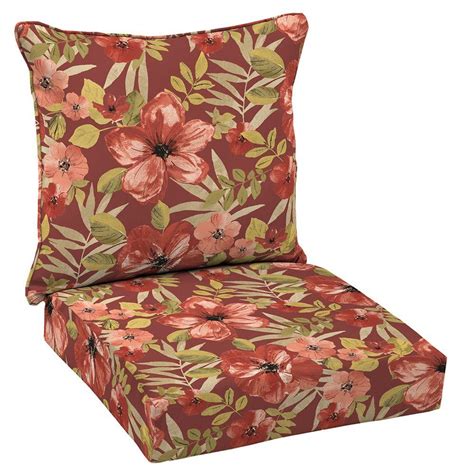 Hampton Bay 24 x 24 Outdoor Lounge Chair Cushion in Standard Chili Tropical-JE01911B-9D4 - The ...