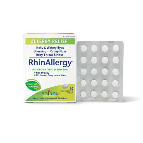 Boiron Rhinallergy Homeopathic Medicine for Allergy Relief, White, No ...