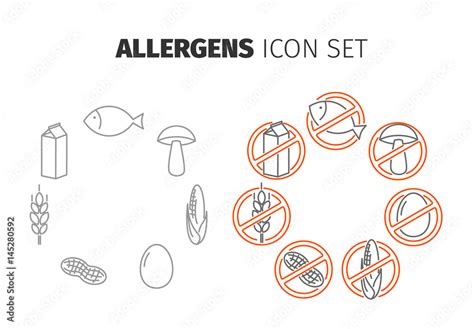 Allergens Icon Set Stock Template | Adobe Stock