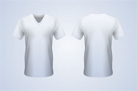 Premium Vector | Front and back white v-neck t-shirt