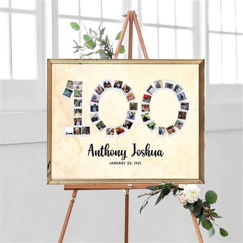 NEW 100th Birthday Photo Collage Number 100 Anniversary - Etsy