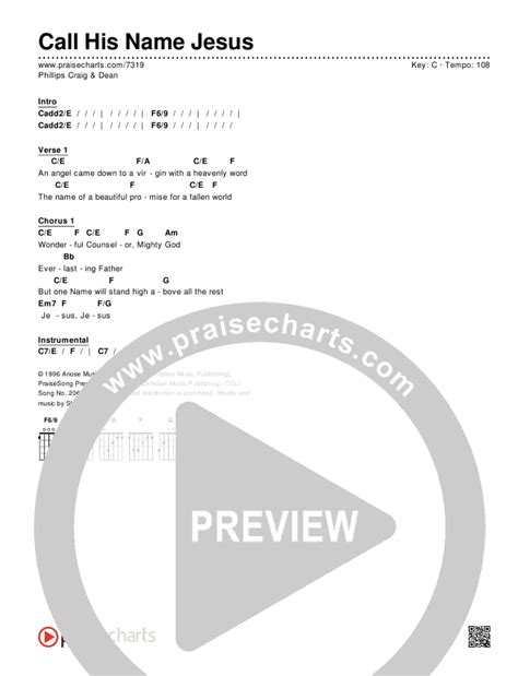 Call His Name Jesus Chords PDF (Phillips Craig & Dean) - PraiseCharts