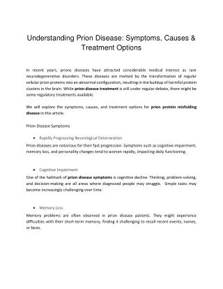 PPT - Understanding Prion Disease Symptoms, Causes & Treatment Options ...