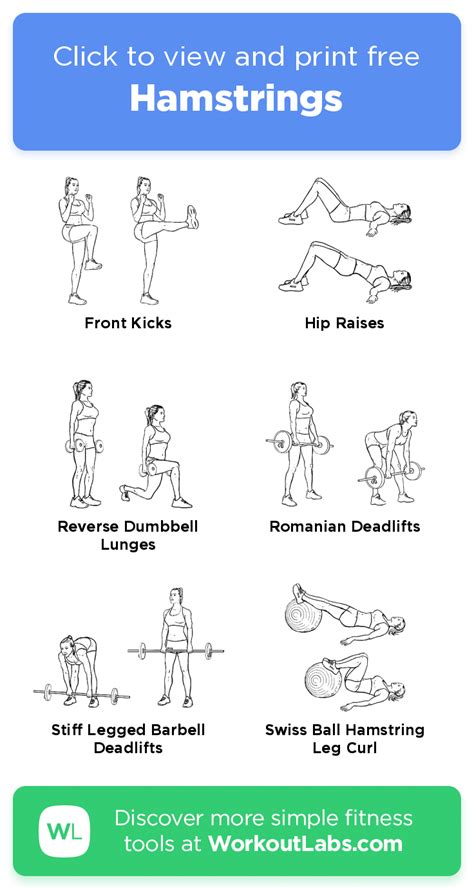 Hamstrings – click to view and print this illustrated exercise plan created with #WorkoutLabsFit ...