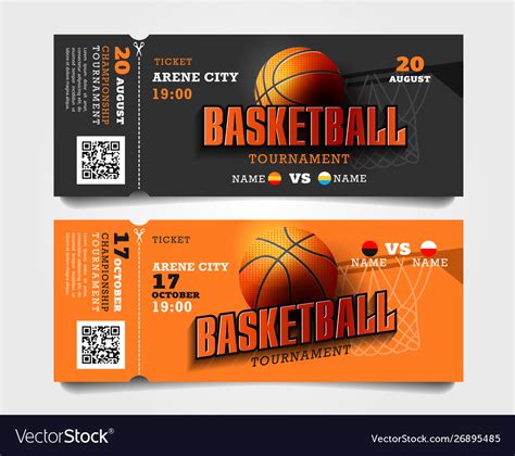 Basketball match entrance torn-off tickets with Vector Image