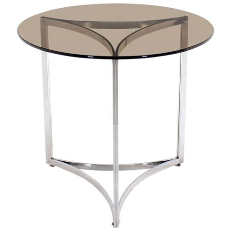 Mid-Century Modern Round Chrome Base and Glass-Top Side Table For Sale at 1stDibs | round chrome ...