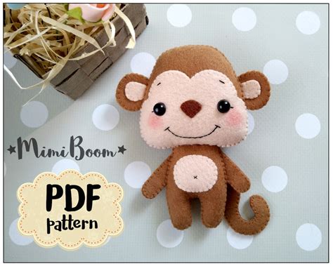 Felt Monkey Pattern PDF Tutorial Monkey Plush Sewing Tutorial - Etsy