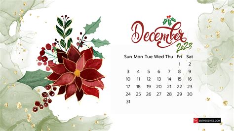 December 2023 Calendar Desktop Wallpaper | EntheosWeb