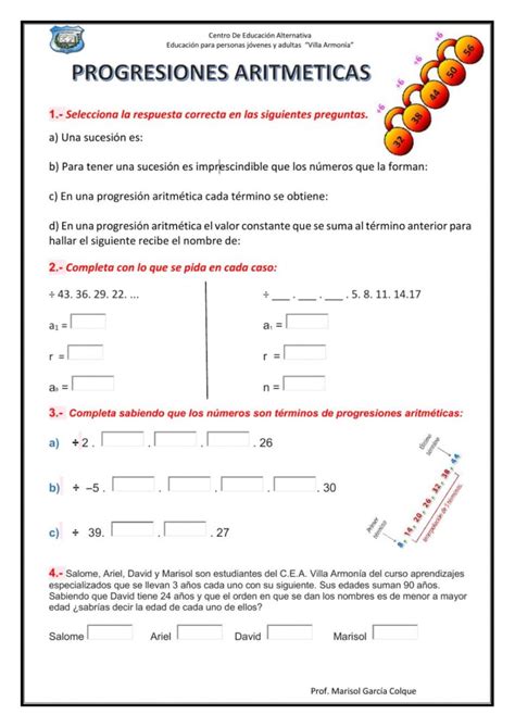 Ejercicios de Progresiones Aritméticas: Practica Aritmética y Sucesiones. – CFN