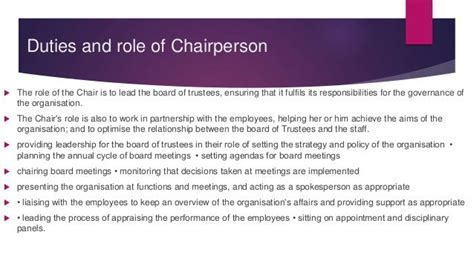 Chairperson Role Description that Leads a Company Front - Career Cliff