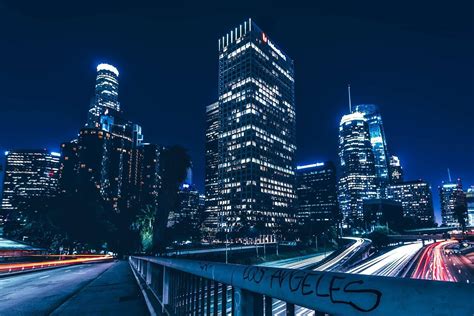 Free los angeles california night downtown cityscape - Image