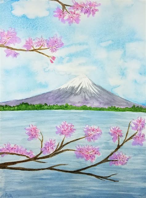 Fuji and Cherry Blossoms - Etsy