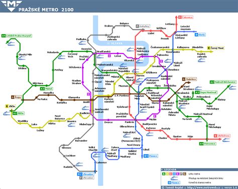 Prague metro plan for 2100 | Transport map, Subway map, Map