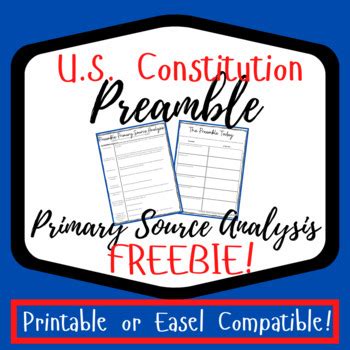 US Constitution Preamble Primary Source Analysis by Learning with Lindemann