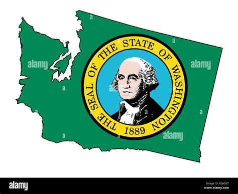 Washington State Outline Map And Flag Stock Photo - Alamy