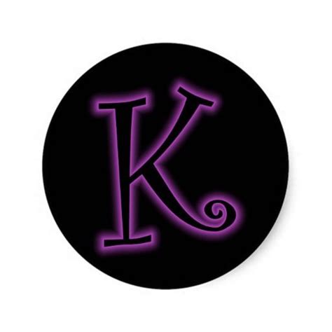 K Monogram Purple Neon Classic Round Sticker | Zazzle.com in 2021 | Lettering, Monogram alphabet ...