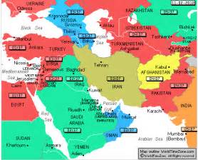 Middle East time zone map, WorldTimeZone.com | Dr. Melanie Patton Renfrew's Site