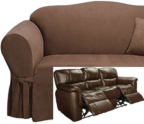 Dual Reclining SOFA Slipcover Suede Chocolate Brown for 3-Seater ...