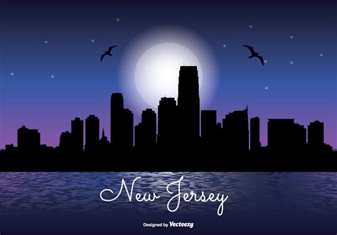 New Jersey Night Skyline Illustration - Download Free Vector Art, Stock ...