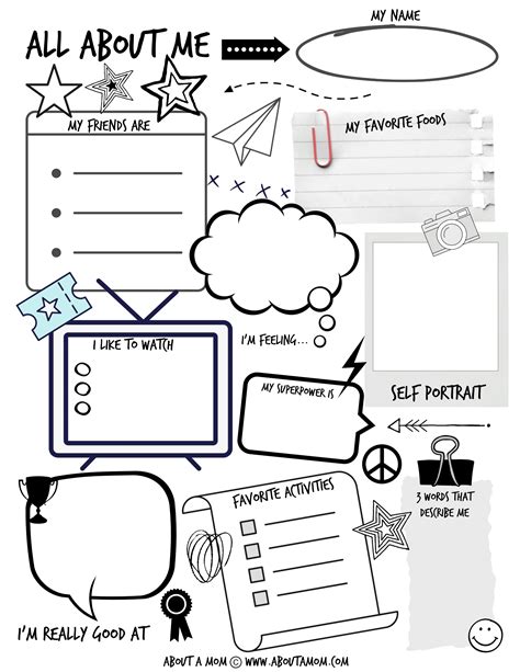 All About Me Printable Activity Page for Kids - About a Mom