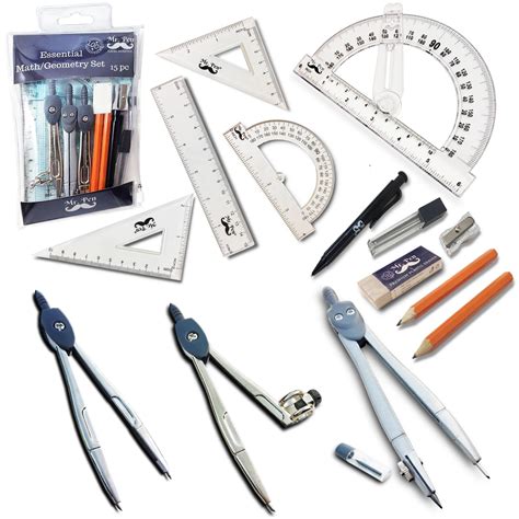 Mr. Pen- 15 Pcs Compass Set with Swing Arm Protractor (6"), Geometry ...