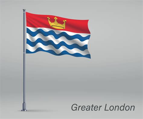 Waving flag of Greater London - county of England on flagpole. T 6474084 Vector Art at Vecteezy