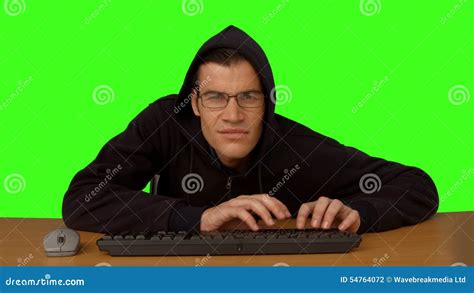 Hacker typing at his desk stock footage. Video of jumper - 54764072