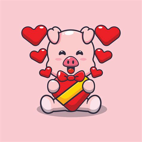 cute happy pig cartoon character in valentines day 7752466 Vector Art ...